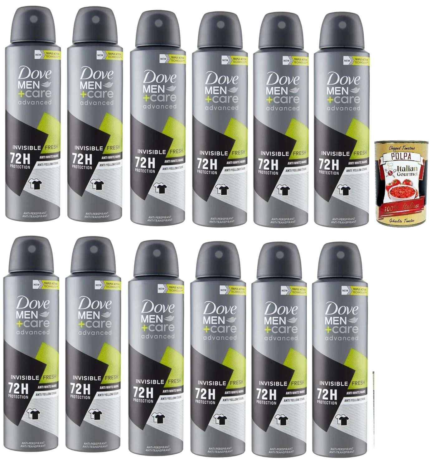 Дезодорант Dove Men+Care Advanced Invisible Fresh, 12 x 150 мл, Cocco e Fiori di Gelsomino Italian Gourmet E.R.