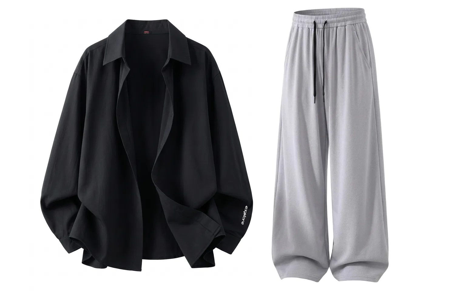 Детский спортивный комплект с принтом BALENO, Black Shirt+Light Gray Pants