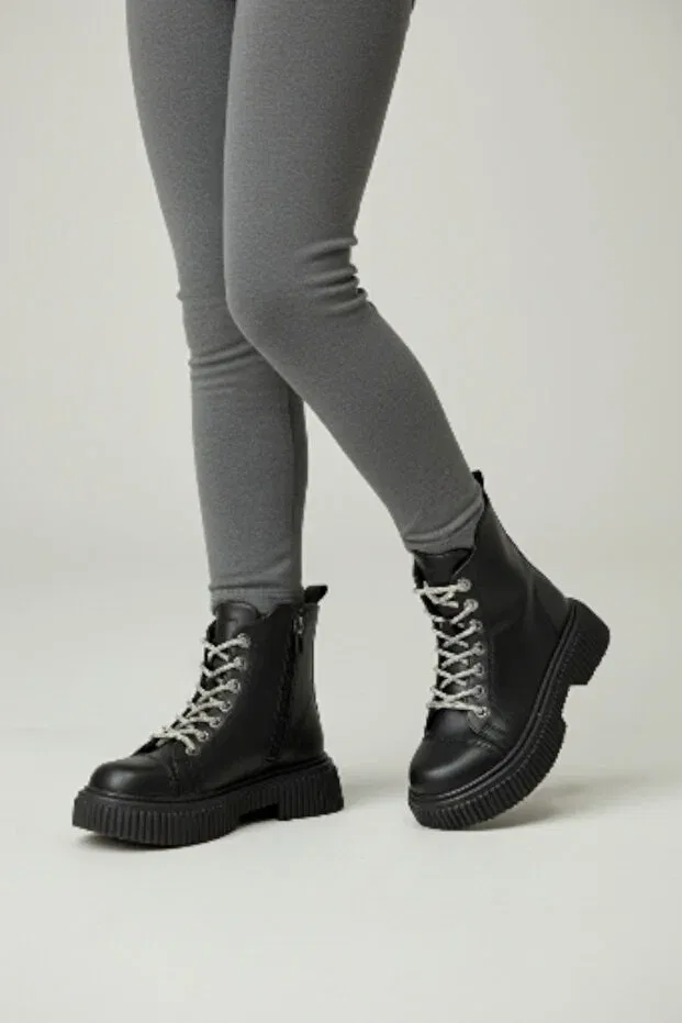 Детские ботинки для девочек с принтом Patik Bebe, Black Patent Leather
