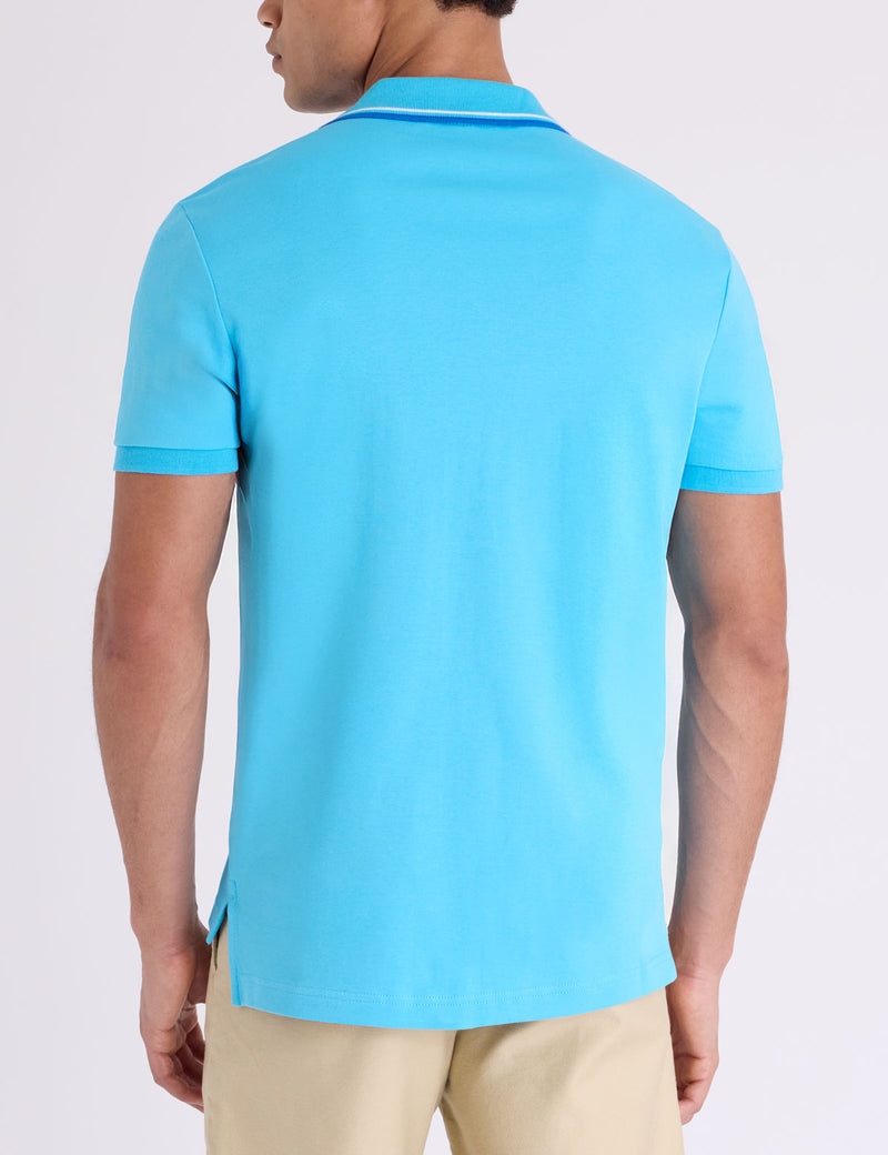 Футболка-поло U.S. Polo Assn Slim Fit Tipped Interlock, ярко-голубой — фото 2