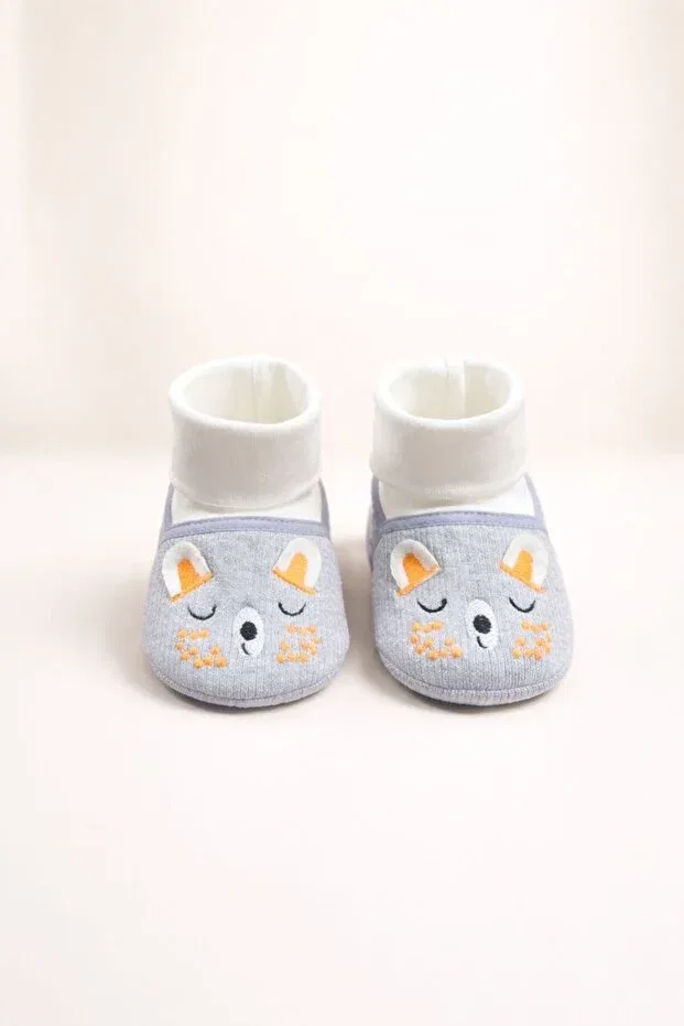 Детские тапочки-носочки для новорожденных с принтом Numix Baby Kids, Gray — фото 2
