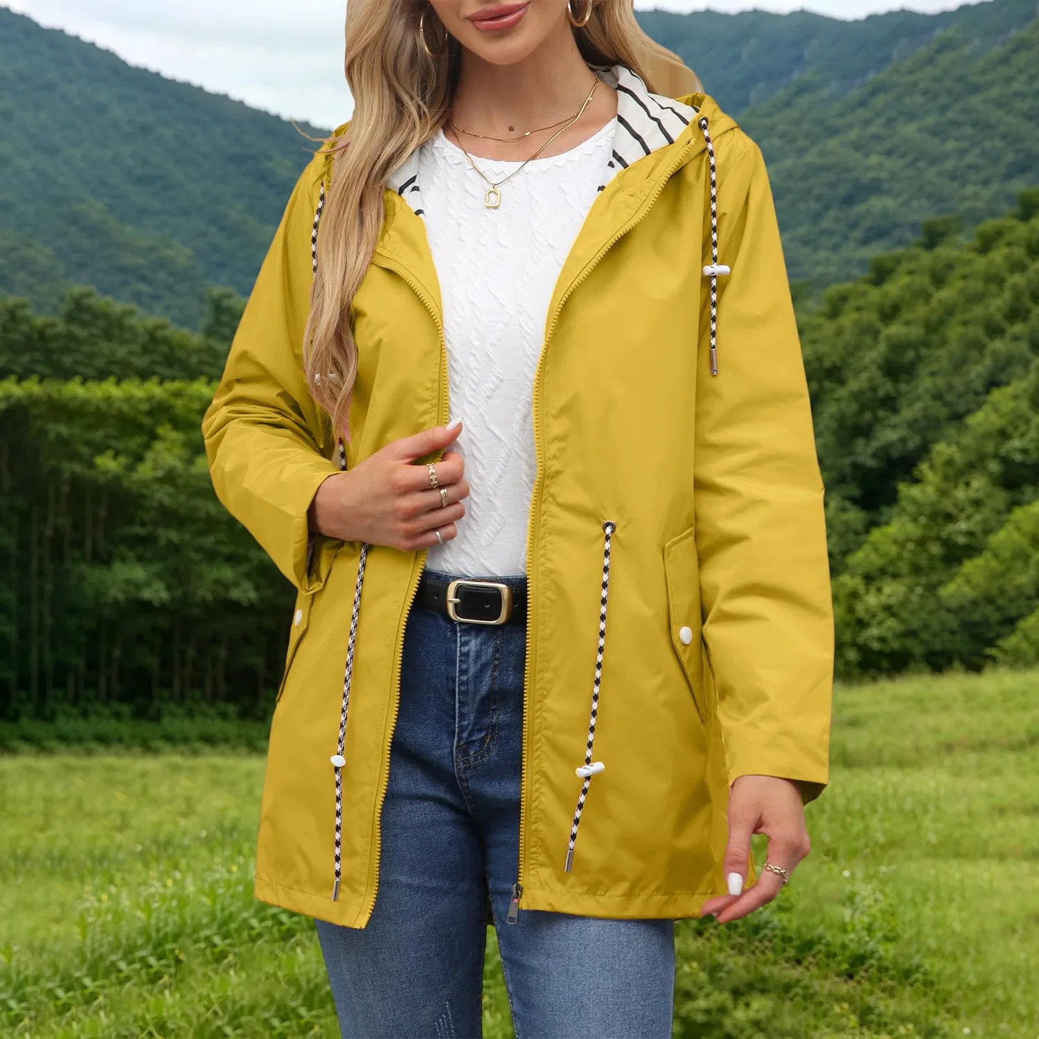 Женская ветровка с капюшоном из софтшелла, Giallo — фото 3