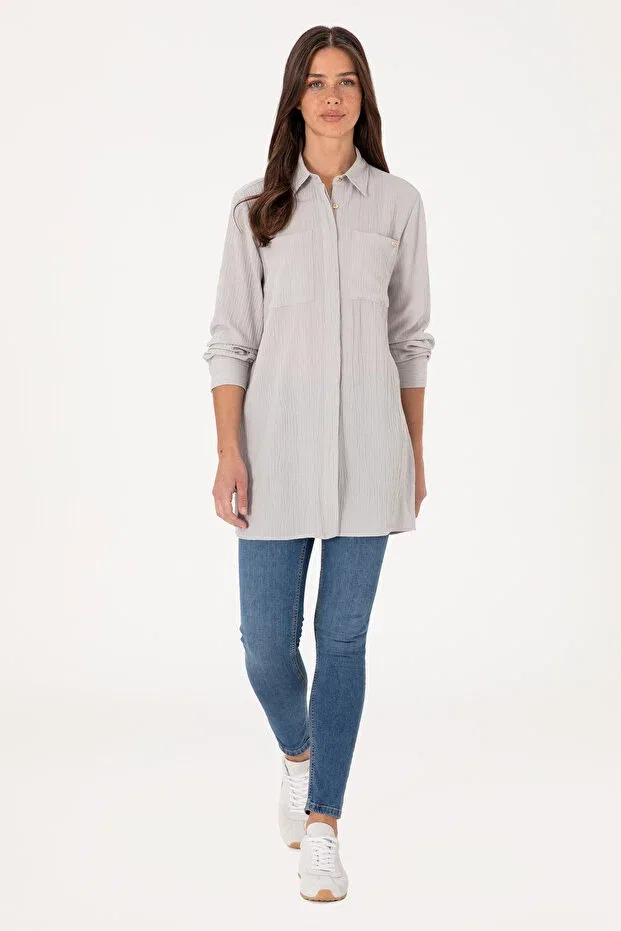 Женская туника с длинным рукавом U.S. Polo Assn., Light Gray — фото 4