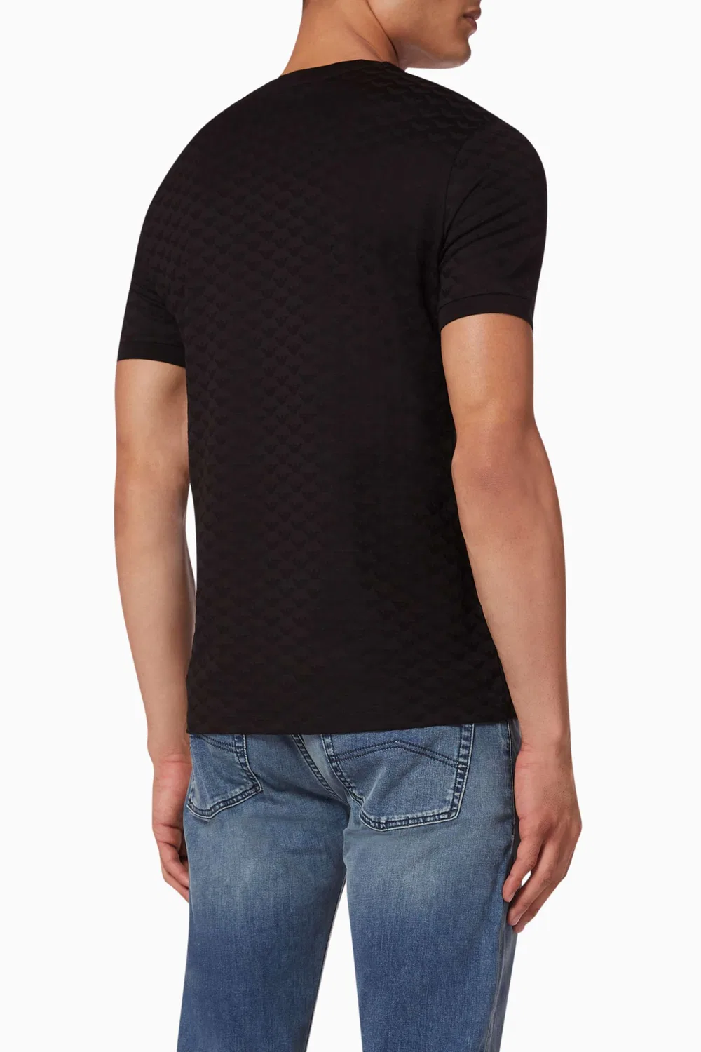 Футболка с коротким рукавом с принтом Eagle Monogram Jacquard Jersey Emporio Armani, черный — фото 3