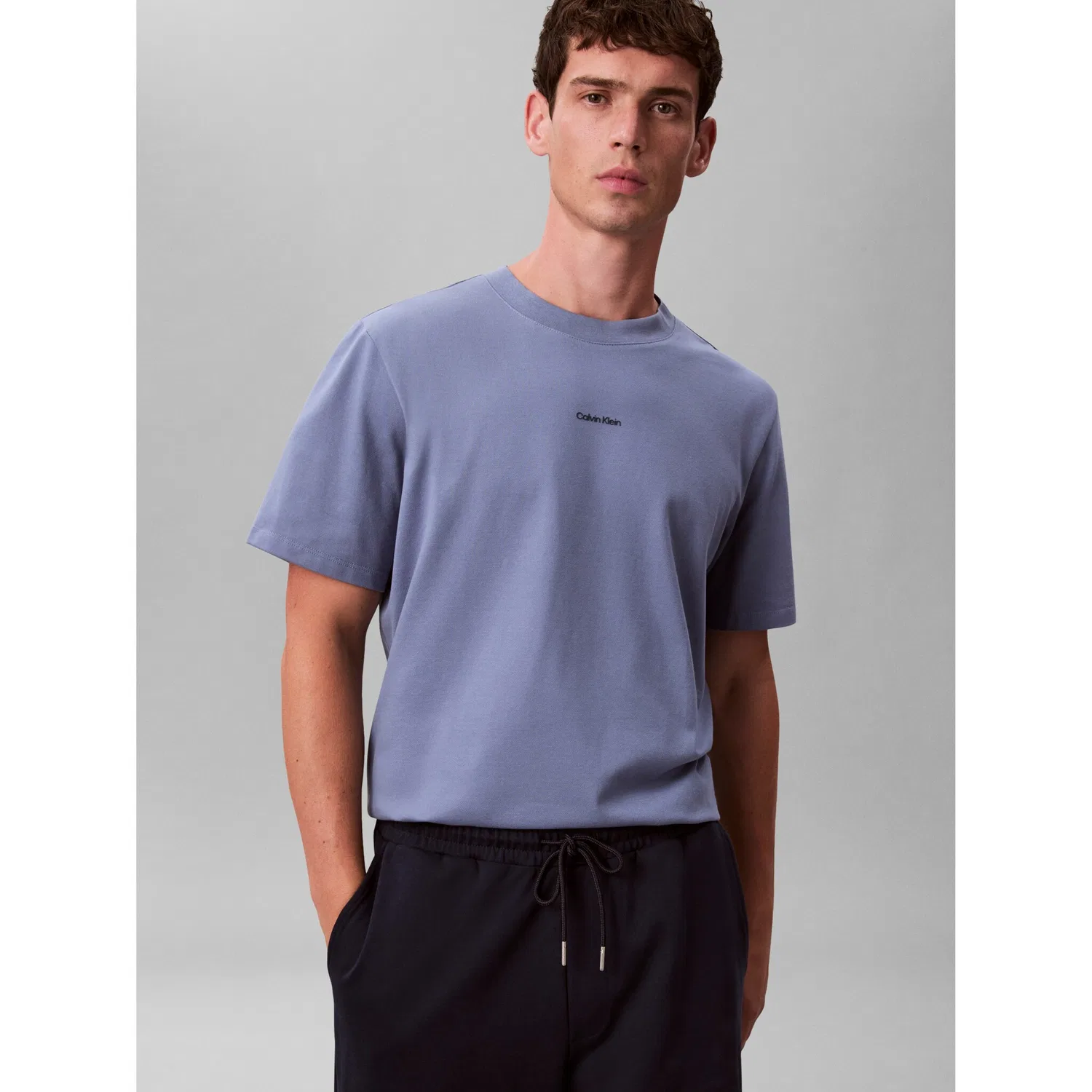 Мужская пике-футболка с круглым вырезом Calvin Klein, Dusty Sailor Blue — фото 2