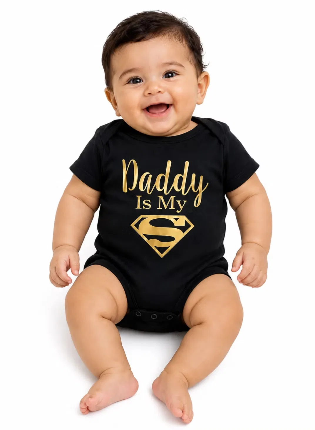 Боди-комбинезон с принтом Daddy is my super We Happy, черный