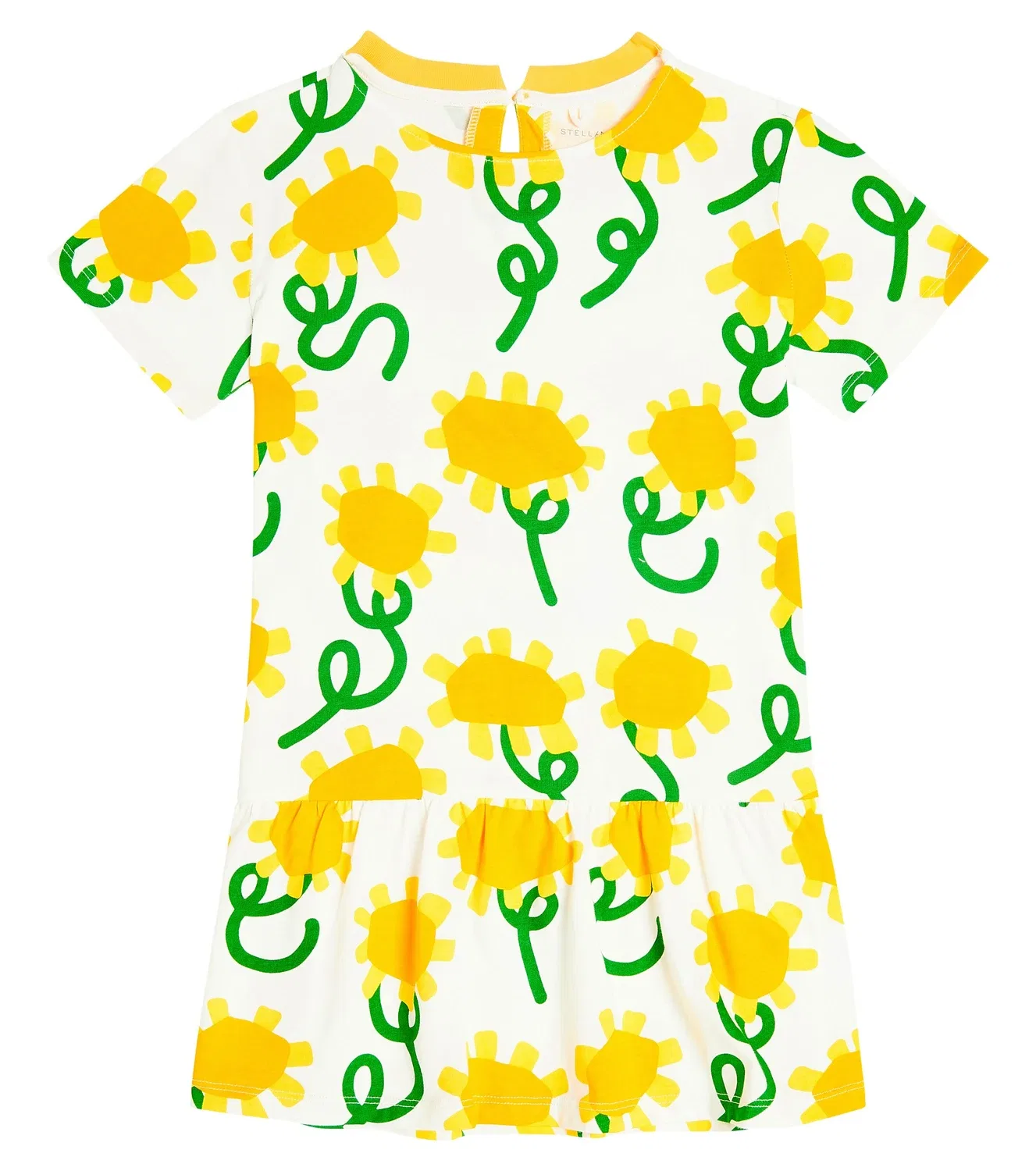 Платье из хлопкового трикотажа с цветочным принтом, Stella Mccartney Kids, белый