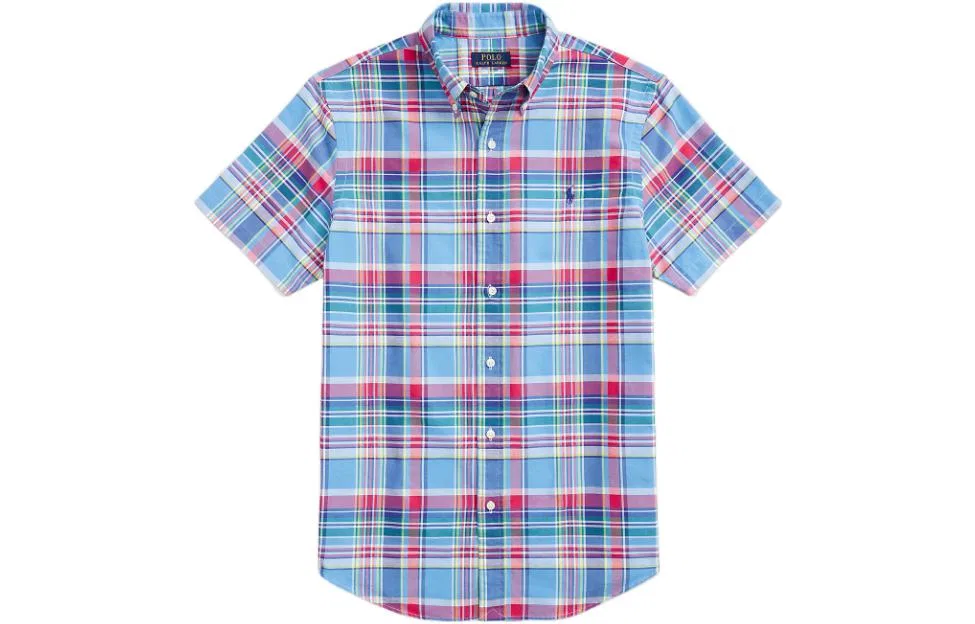 Мужская рубашка-поло с коротким рукавом Polo Ralph Lauren, Blue Pink Multicolor