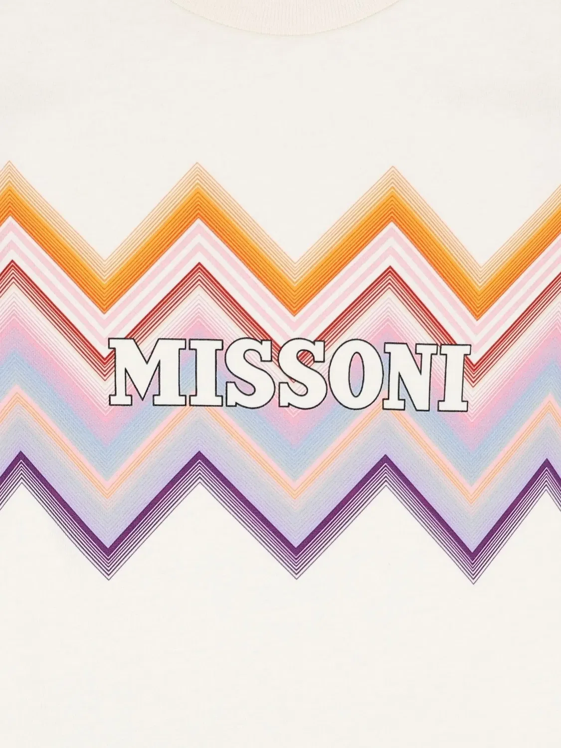Футболка с узором зигзаг и логотипом Missoni Kids, нейтральные цвета — фото 3