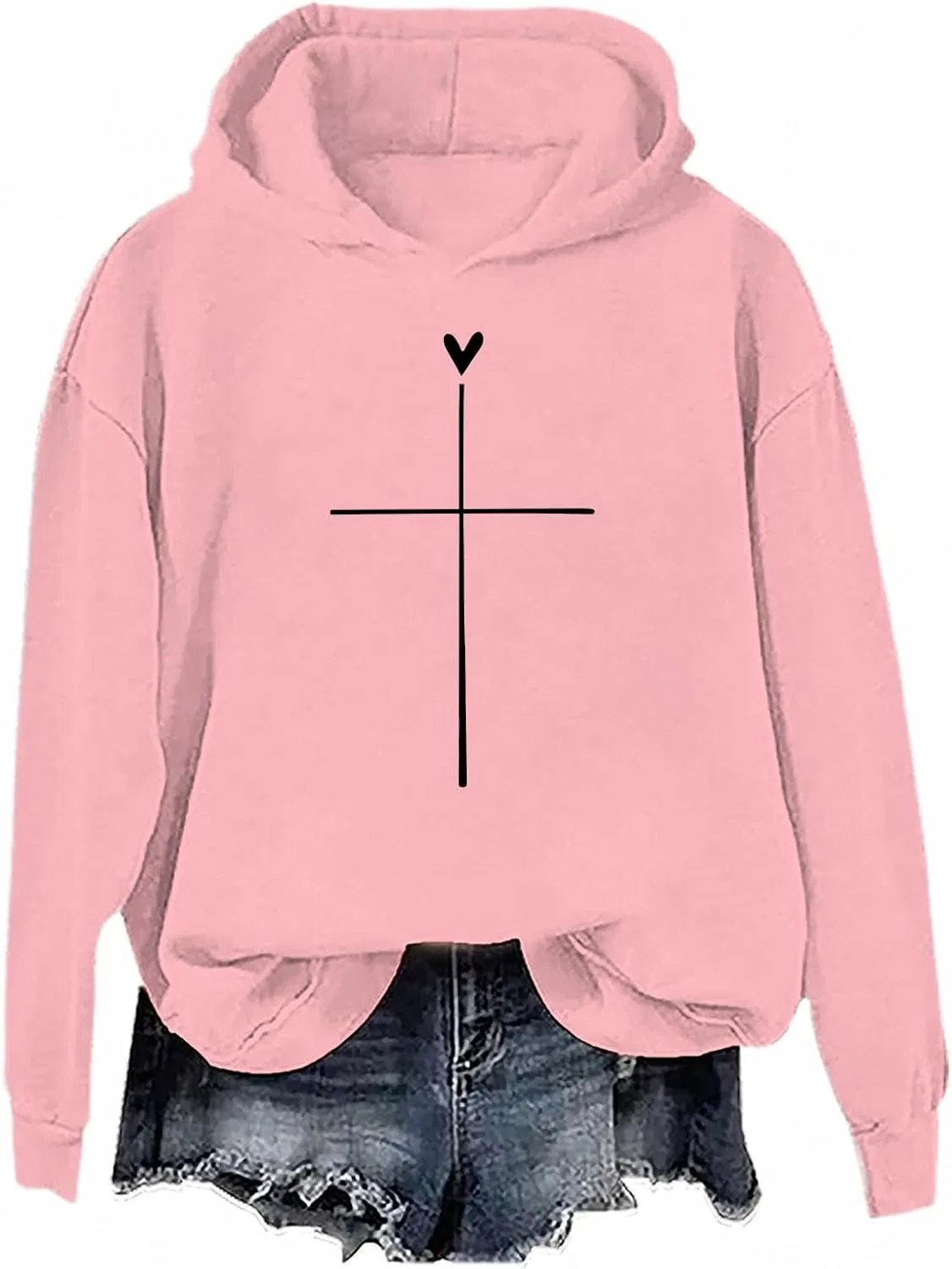 Женское худи с принтом Christian Cross, Pink-2