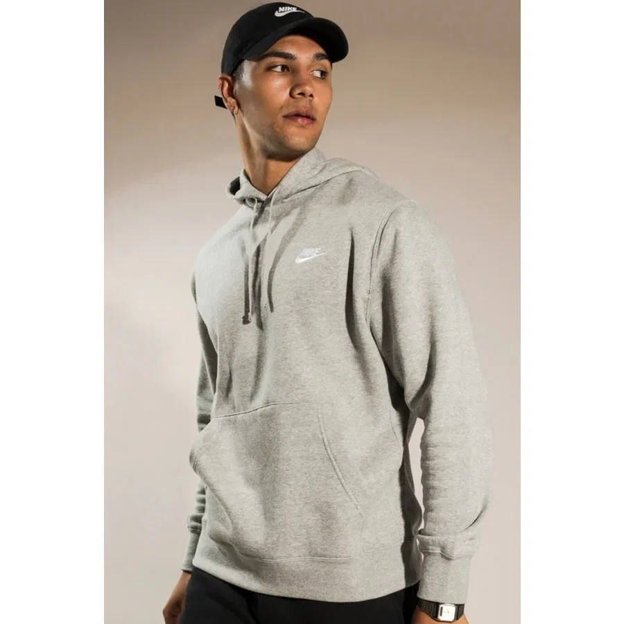 Мужской свитшот с капюшоном Nike Sportswear Club Hoodie, Серый — фото 2