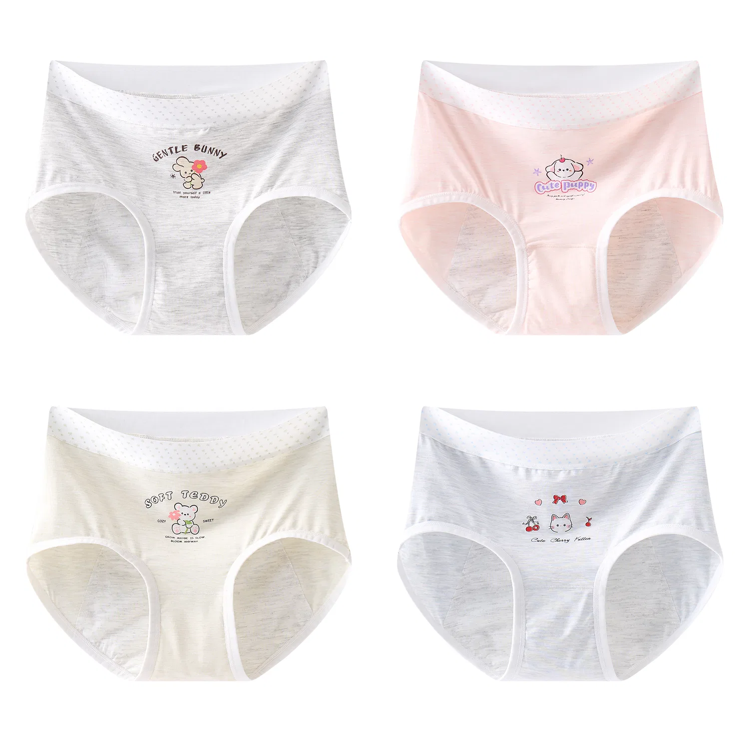 Детские трусы для девочек с принтом Red bean, Light Shrimp Light Green Gray Blue Flower Gray