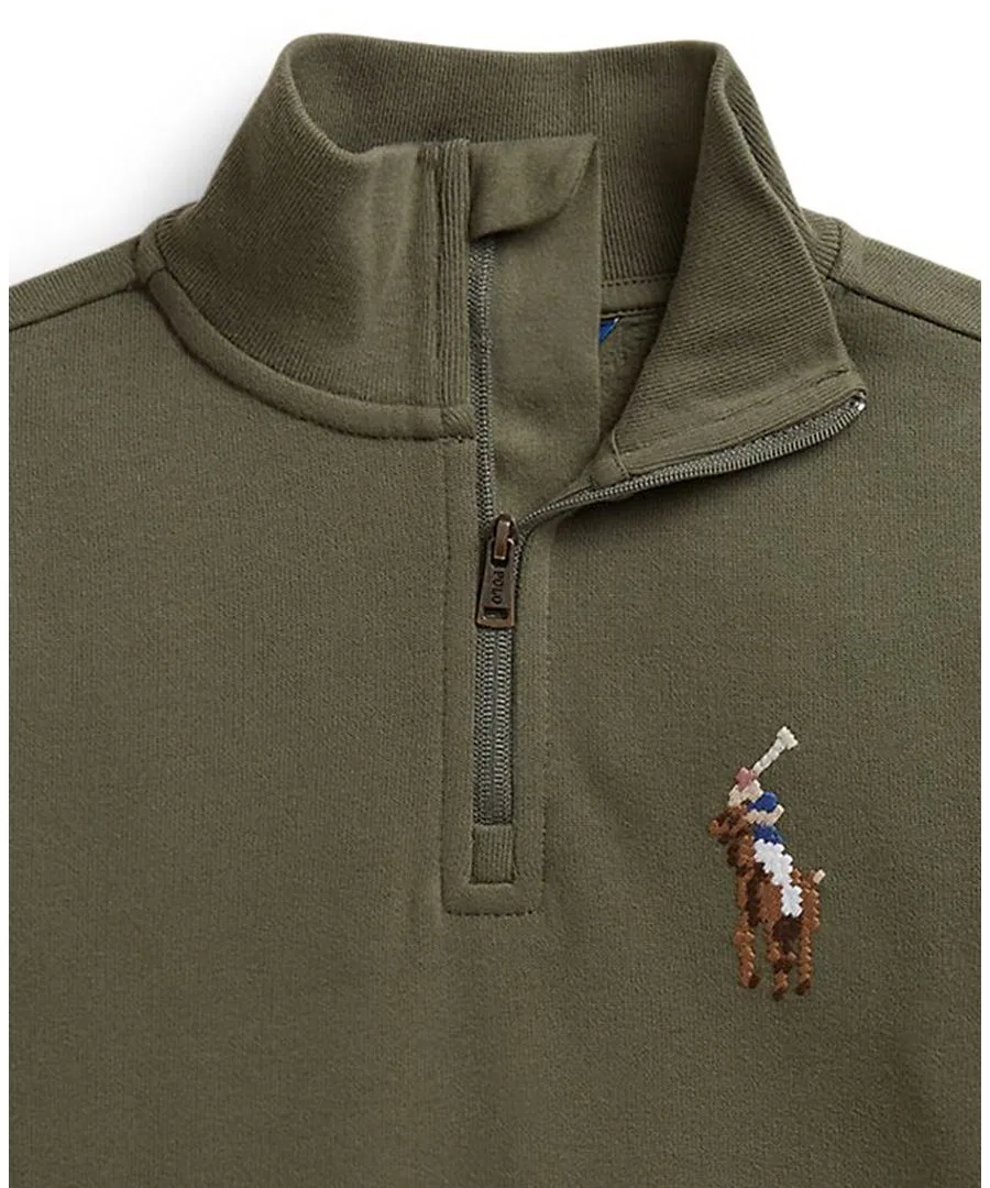 Свитшот с длинным рукавом, на молнии, с вышивкой Polo Ralph Lauren, Cruise Olive — фото 3