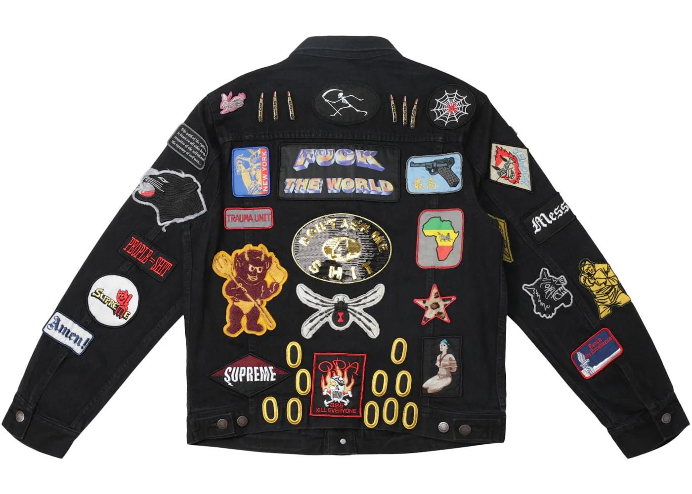 Мужская джинсовая куртка Supreme Patches, Black — фото 2