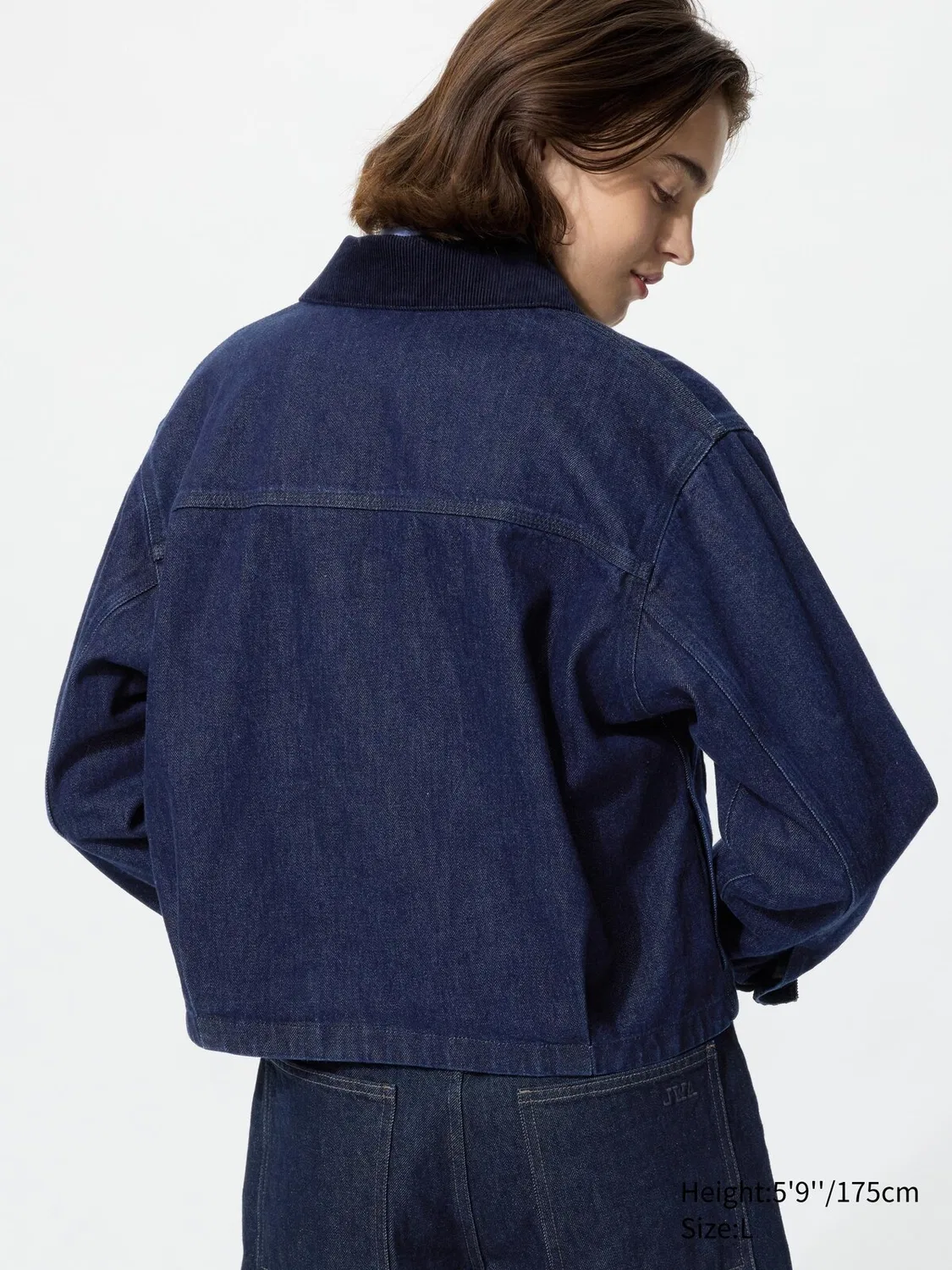 Куртка Uniqlo, короткая, джинсовая, темно-синяя — фото 4