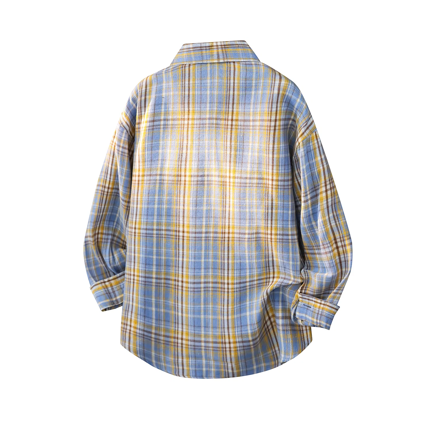 Детская рубашка с воротником и принтом в клетку Yellow Plaid (DIY Badge) WARRIOR — фото 3