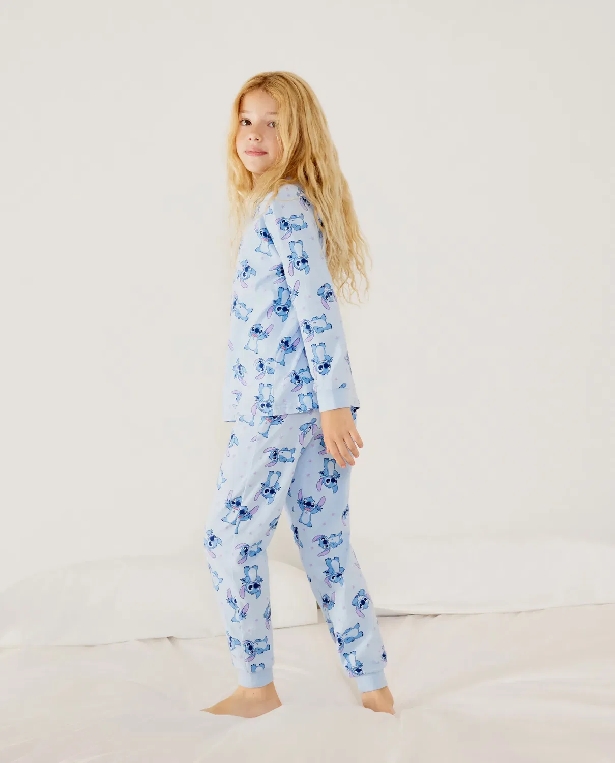 Детская пижама для девочек с принтом Lilo & Stitch Cotton Juice, Azul Marino — фото 3
