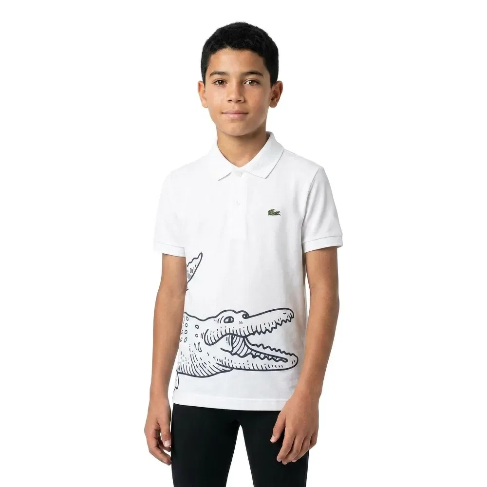 Поло с коротким рукавом Lacoste Kids, белый — фото 3
