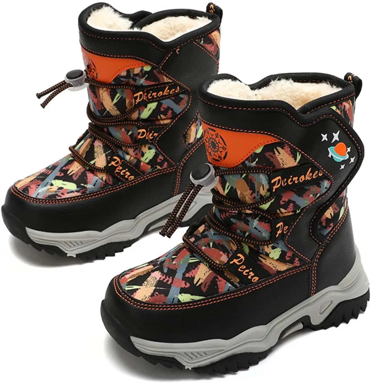 Детские зимние ботинки с меховой подкладкой Snow Boots Eliogn, Black Orang — фото 2