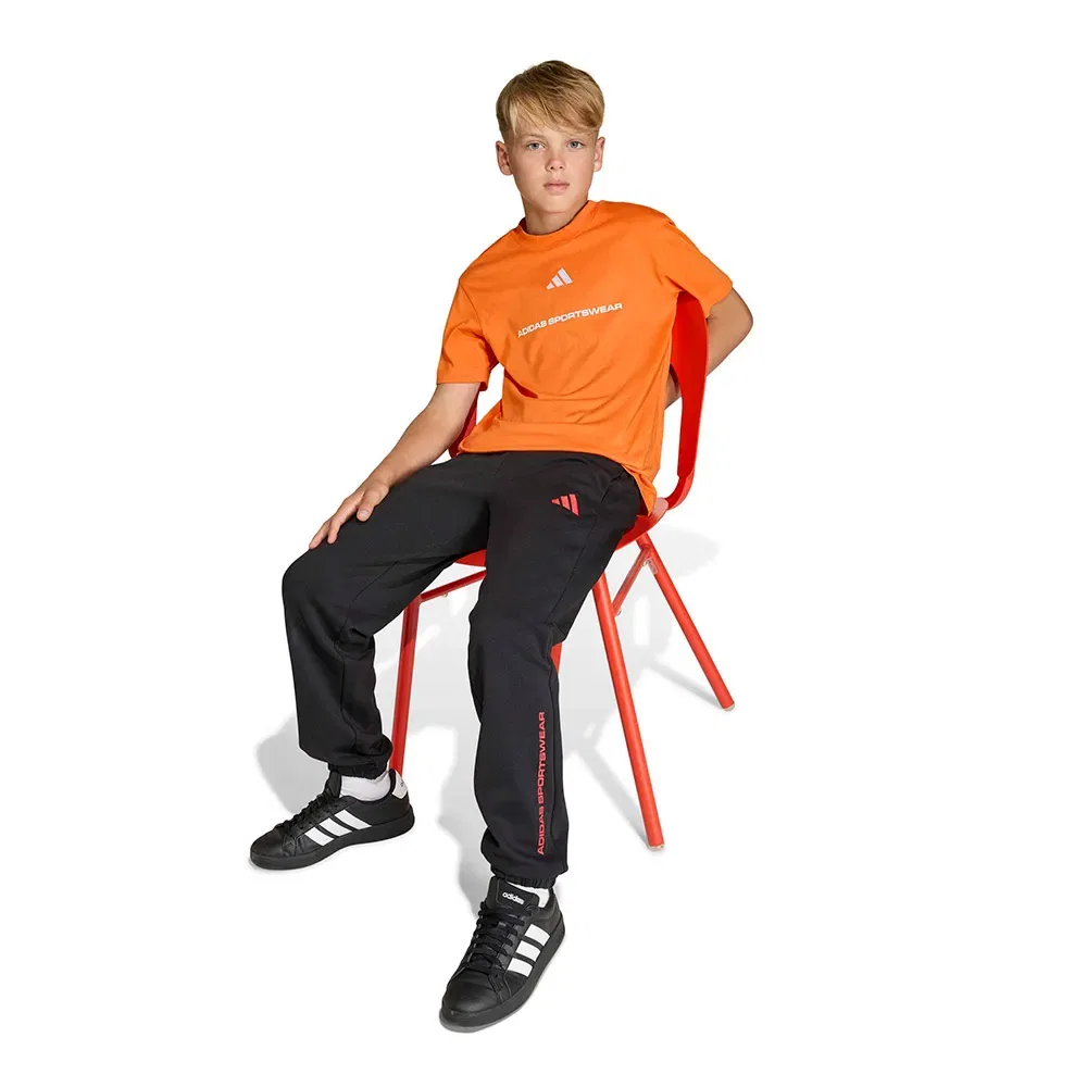 Брюки флисовые Slogan Adidas, черный — фото 4