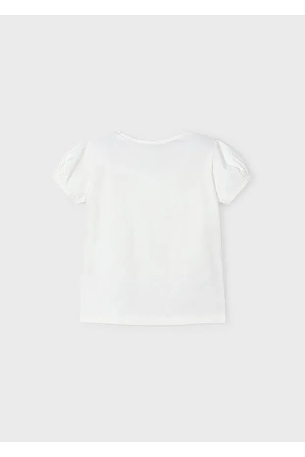 Детская футболка для девочек с принтом Summer Girl's T-Shirt Mayoral, Ecru — фото 3