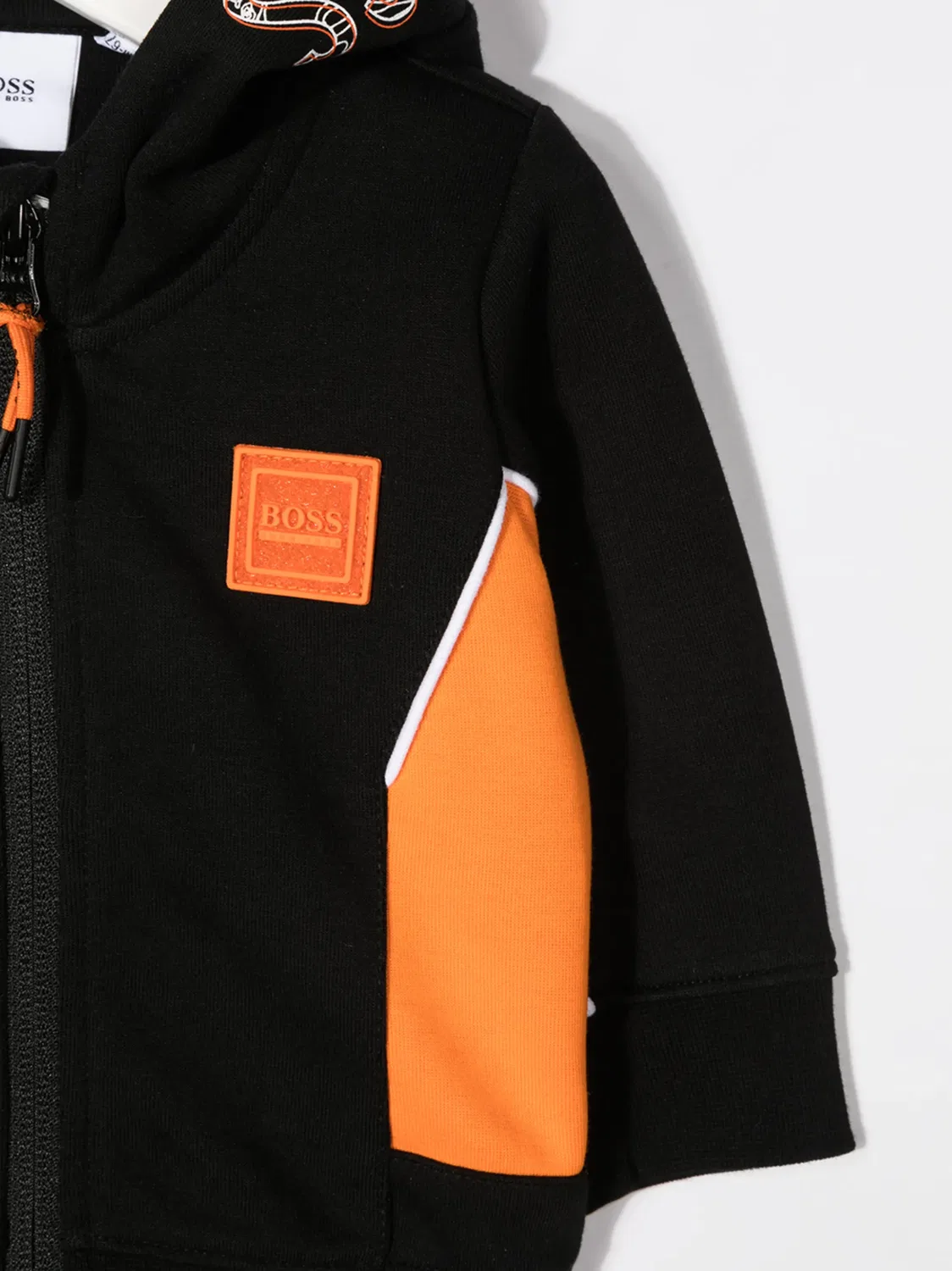 Худи с молнией спереди BOSS, черный/оранжевый/белый — фото 3