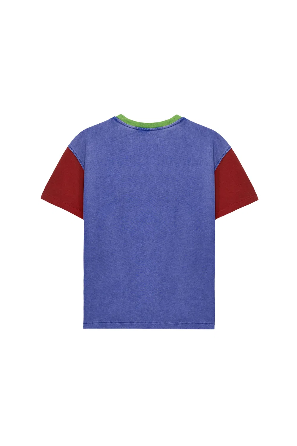 Облегающая укороченная футболка с цветовыми блоками ZARA, Blue — фото 4
