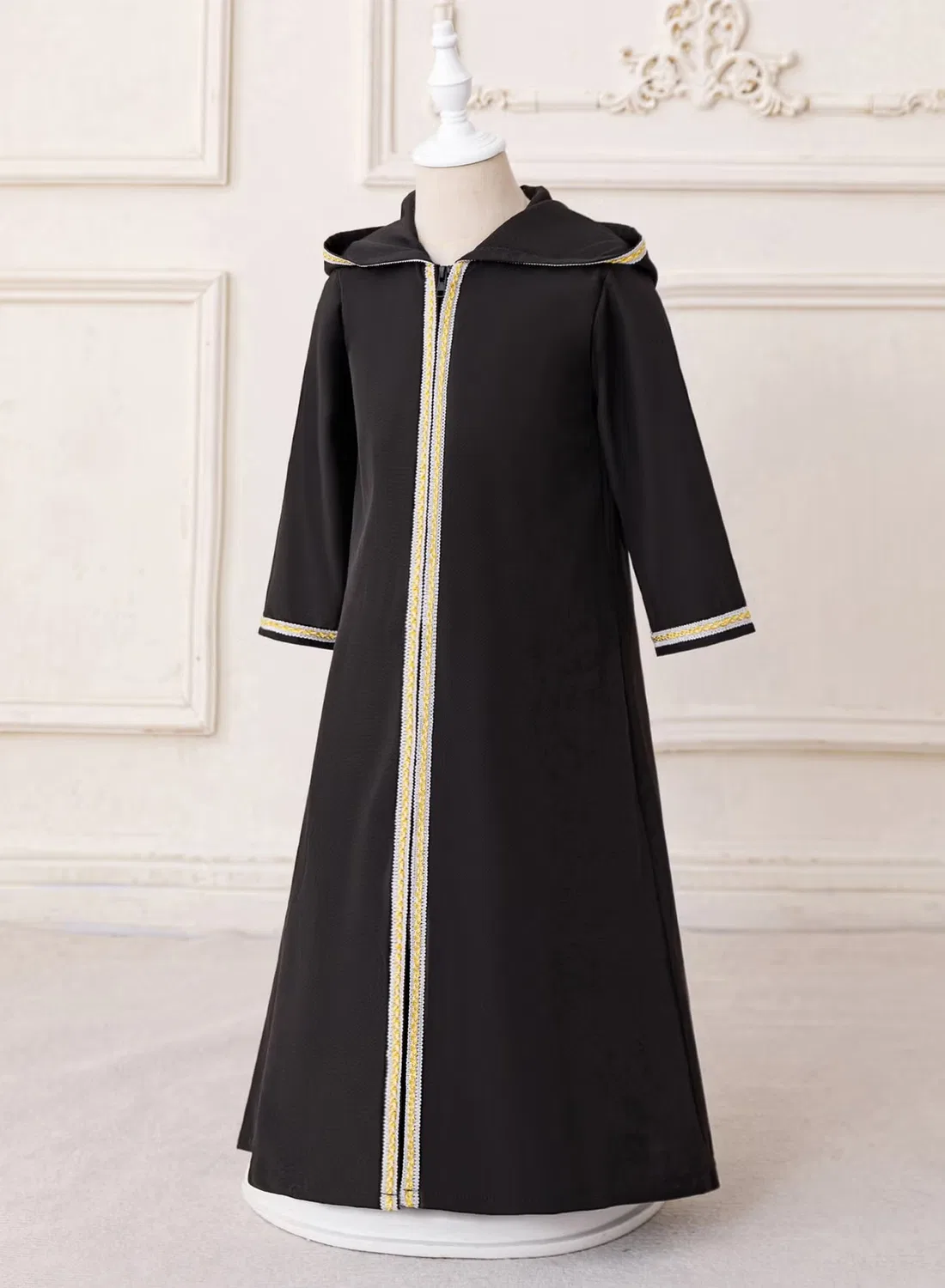 Платье-абая с длинным рукавом с шапочкой Loquat, черный — фото 2