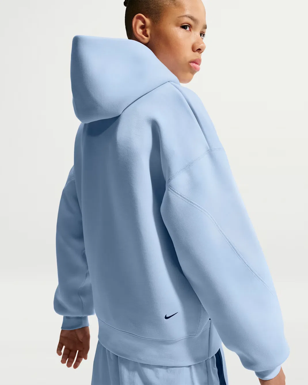 Толстовка с капюшоном большого размера для мальчиков (подростков) Nike Sportswear Tech Fleece, Hydrogen Blue/Black — фото 2