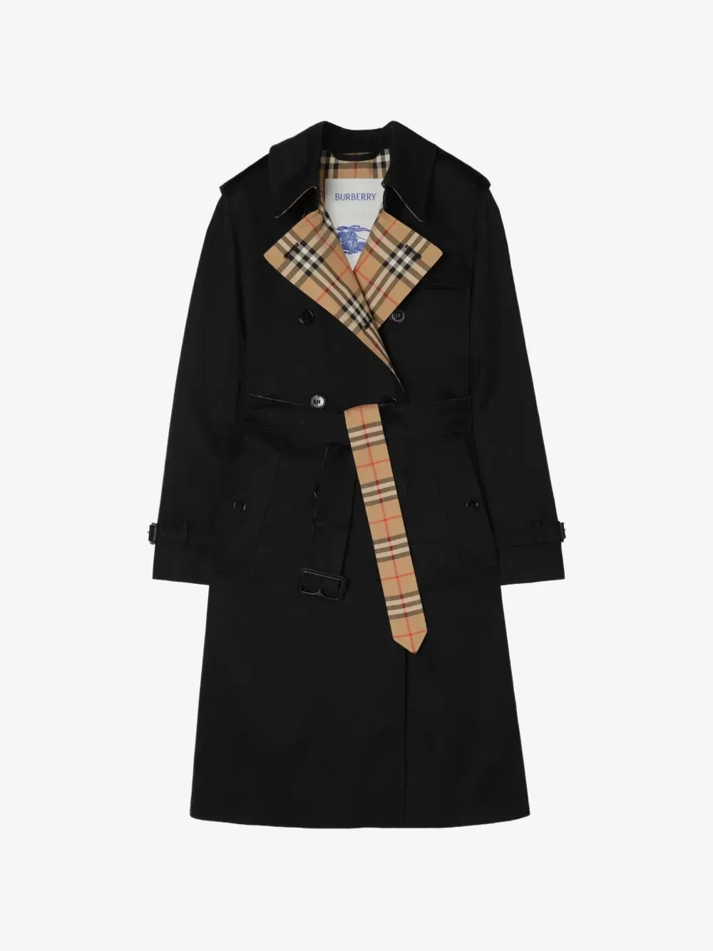 Длинный тренч из габардина Lakefield BURBERRY, черный