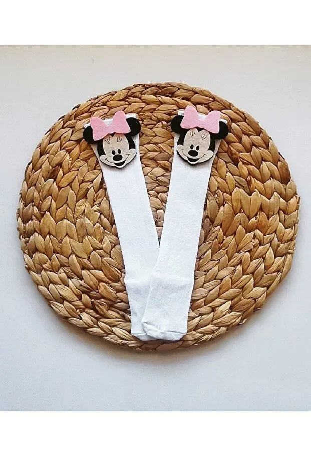 Детские носки для девочек с кружевом Asa Bebek Çocuk, Optical White-Pink Felt