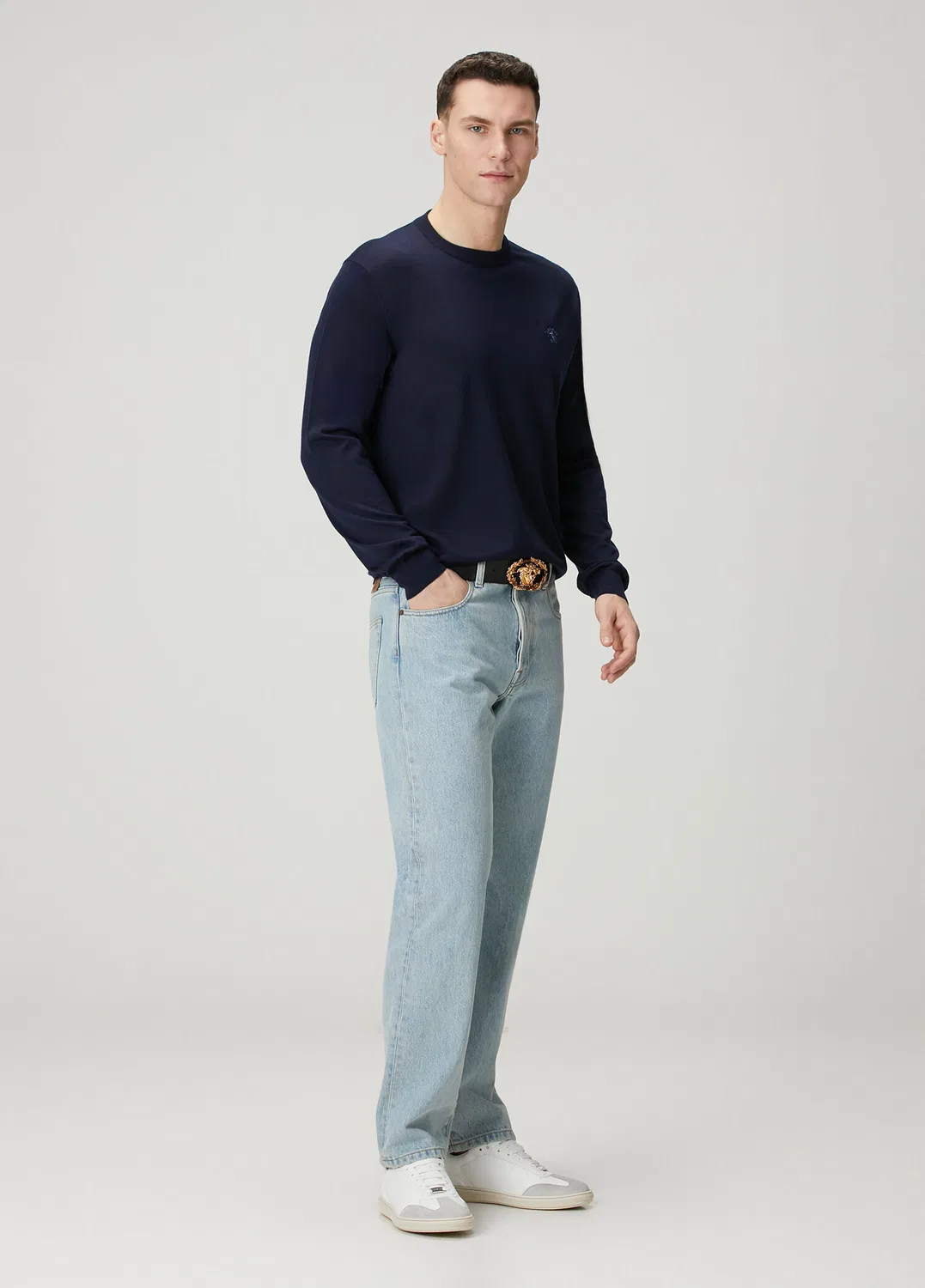 Трикотажный свитер Versace, Navy — фото 2
