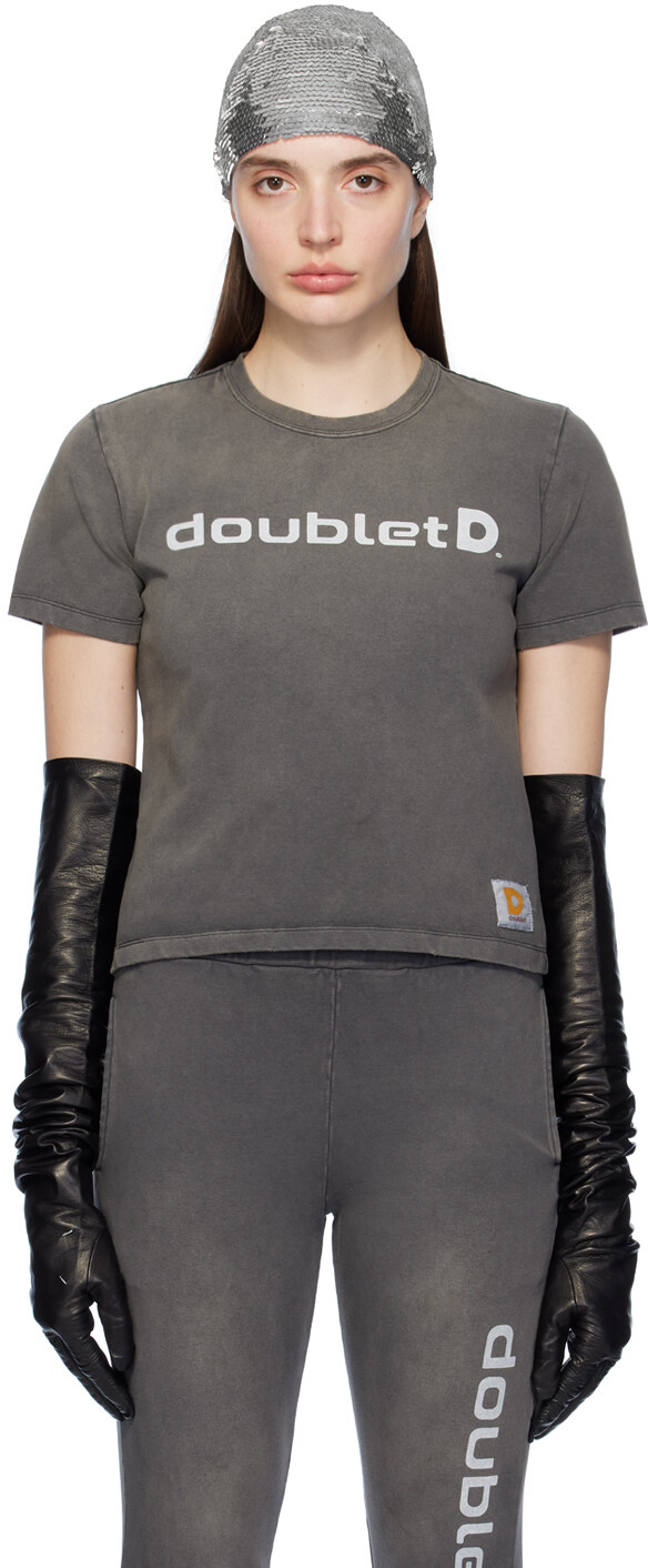 

Черная футболка с принтом Doublet
