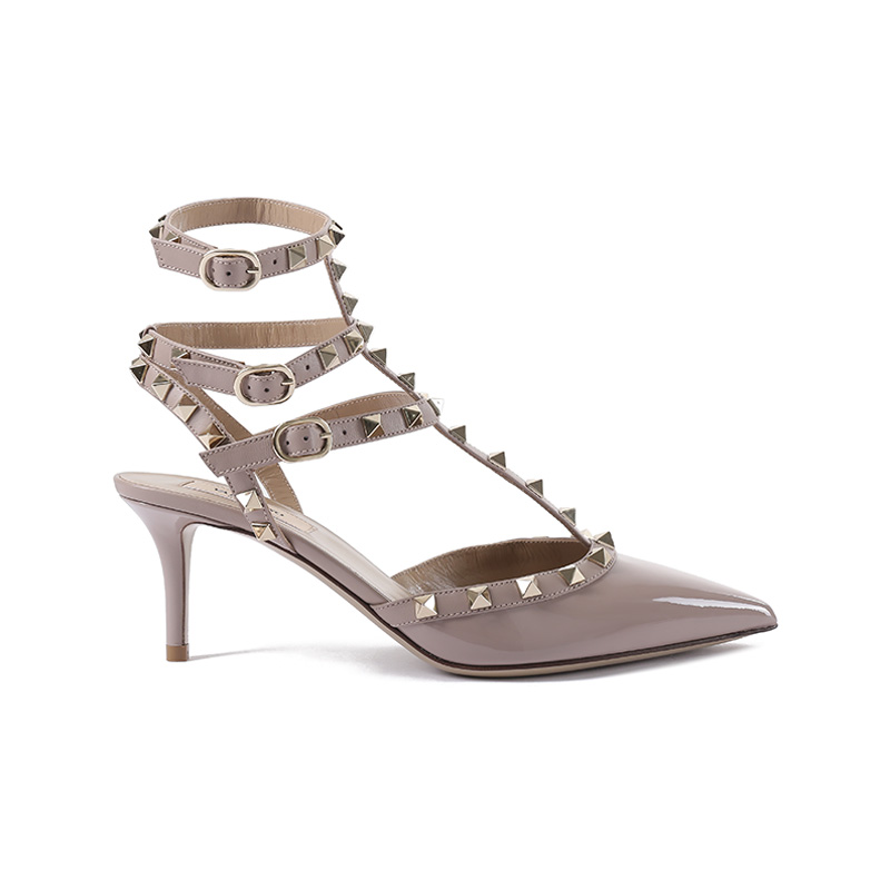 Valentino Каблуки ROCKSTUD Slim на шпильке 6,5 см женские серо-розовые — фото 2