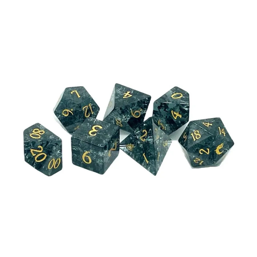 

Набор Poly — взрывное стекло, обсидиан с золотом (7), Gemstone Dice (Old School Dice & Accessories)