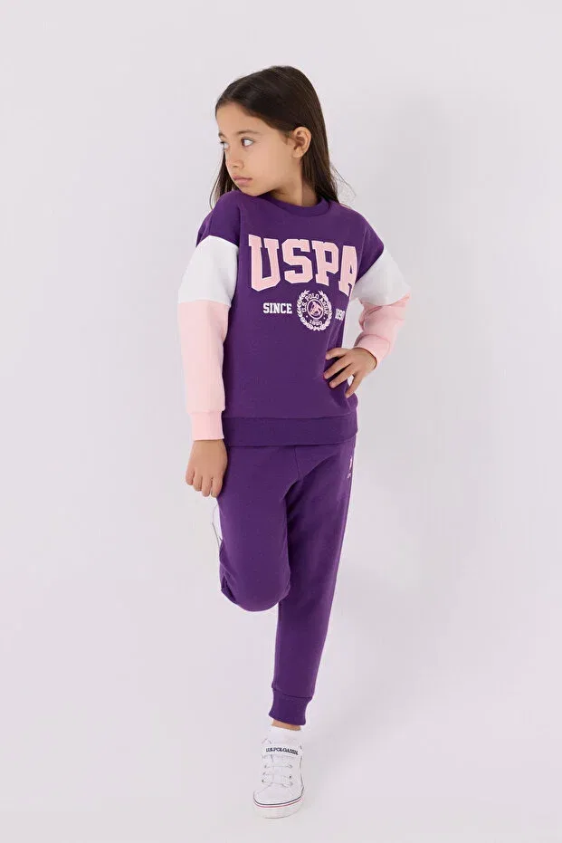 Детский спортивный костюм для девочек хлопковый U.S. Polo Assn., Purple — фото 3