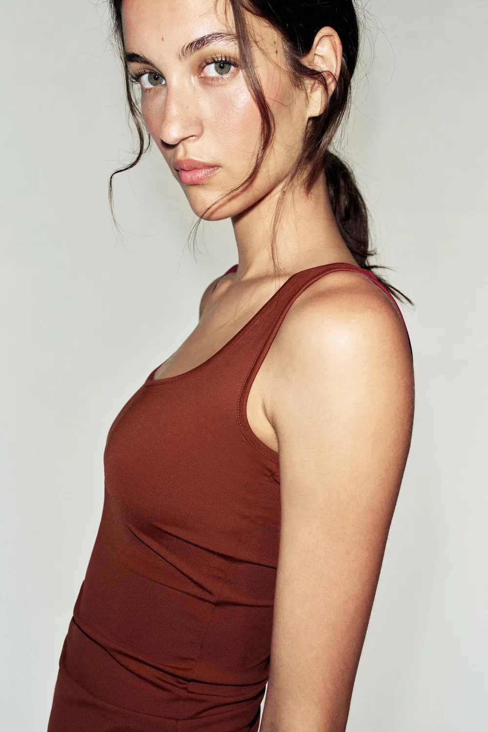 Футболка из полиамида с широкими лямками ZARA, Burgundy — фото 3