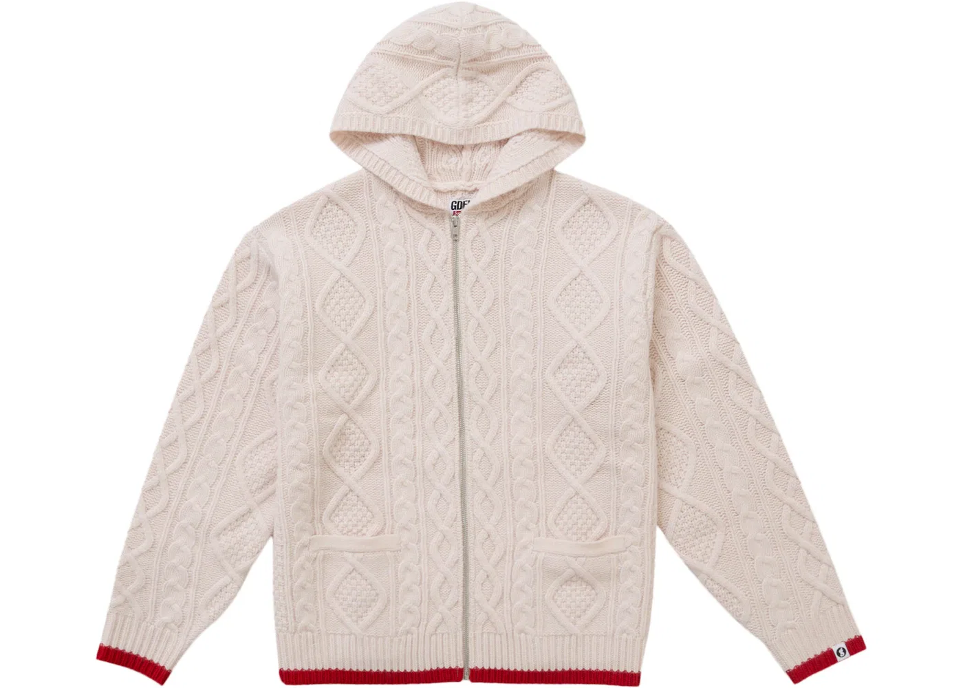 Мужской свитер с молнией и капюшоном хлопковый Supreme GOODENOUGH Zip Up Hooded Sweater, Natural