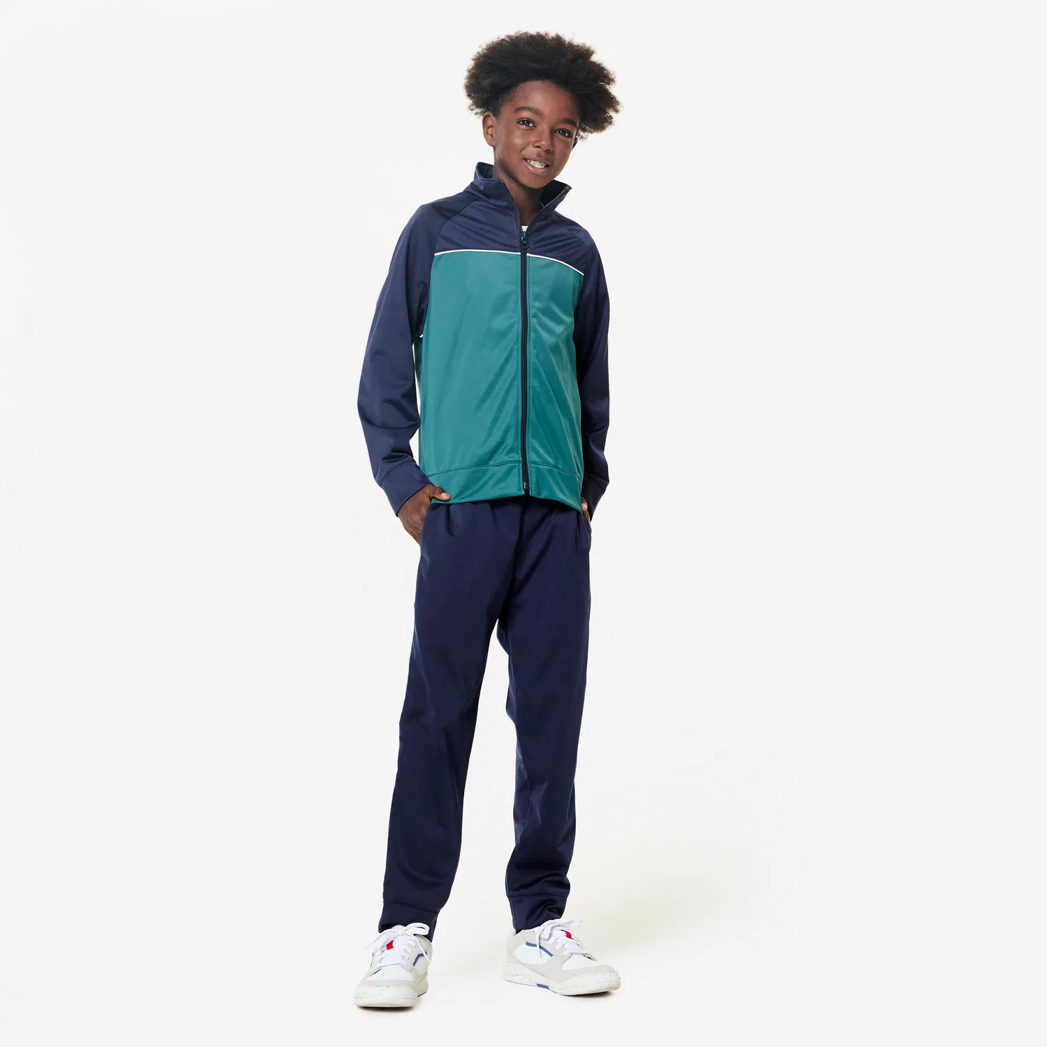 Детский спортивный костюм с молнией Trainingsanzug Kinder Decathlon, Blaugrun / Stahlblau