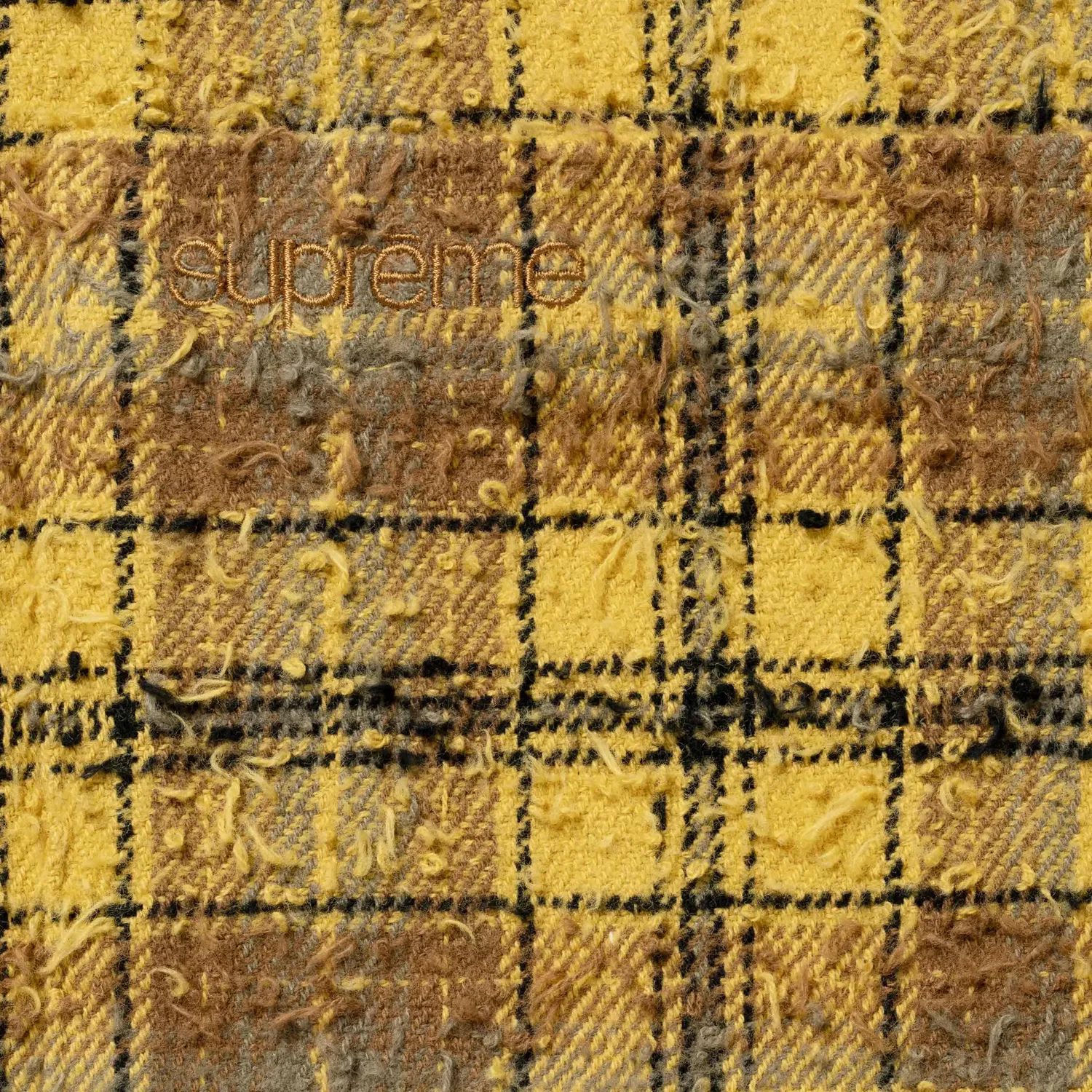 Рубашка с принтом в клетку Supreme Frayed Textured Plaid, Gold — фото 2
