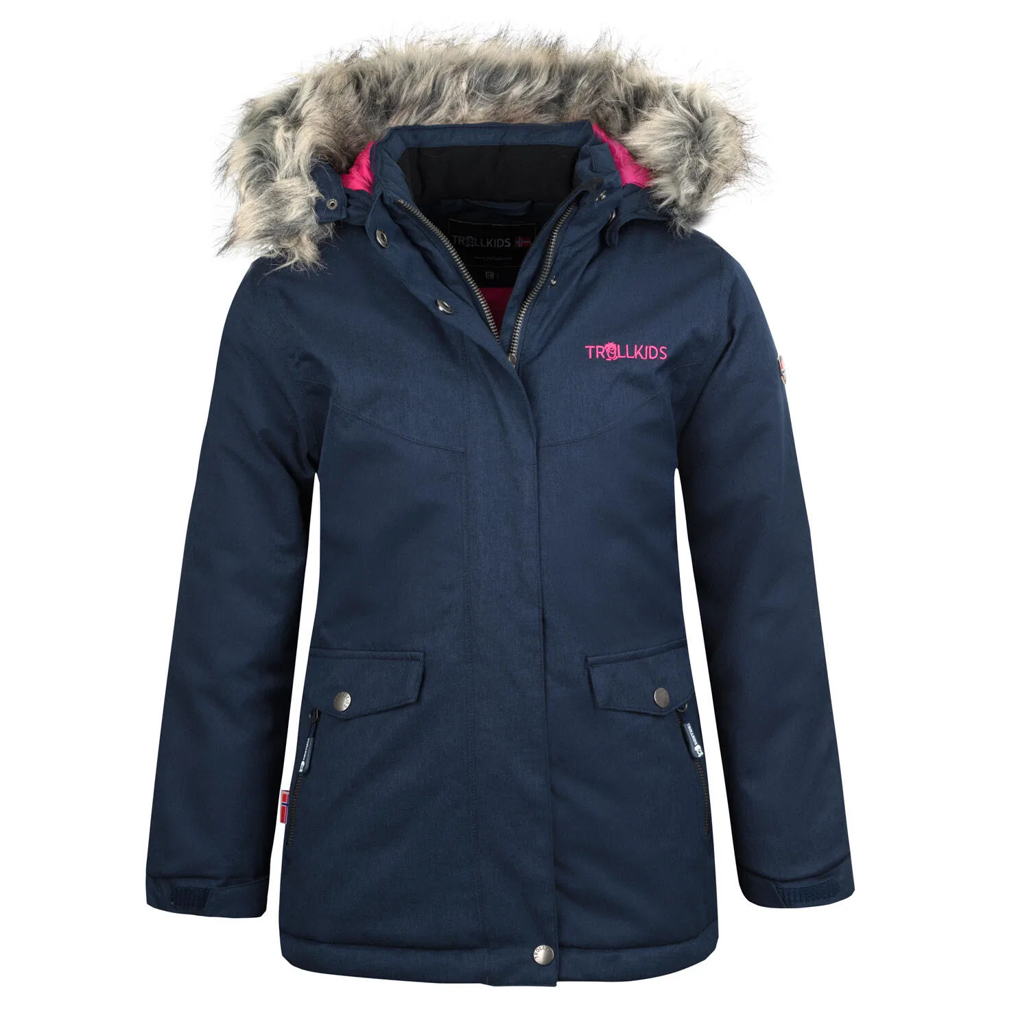Детское зимнее пальто для девочек с мембраной Oslo Coat XT Trollkids, Navyblau Rosa