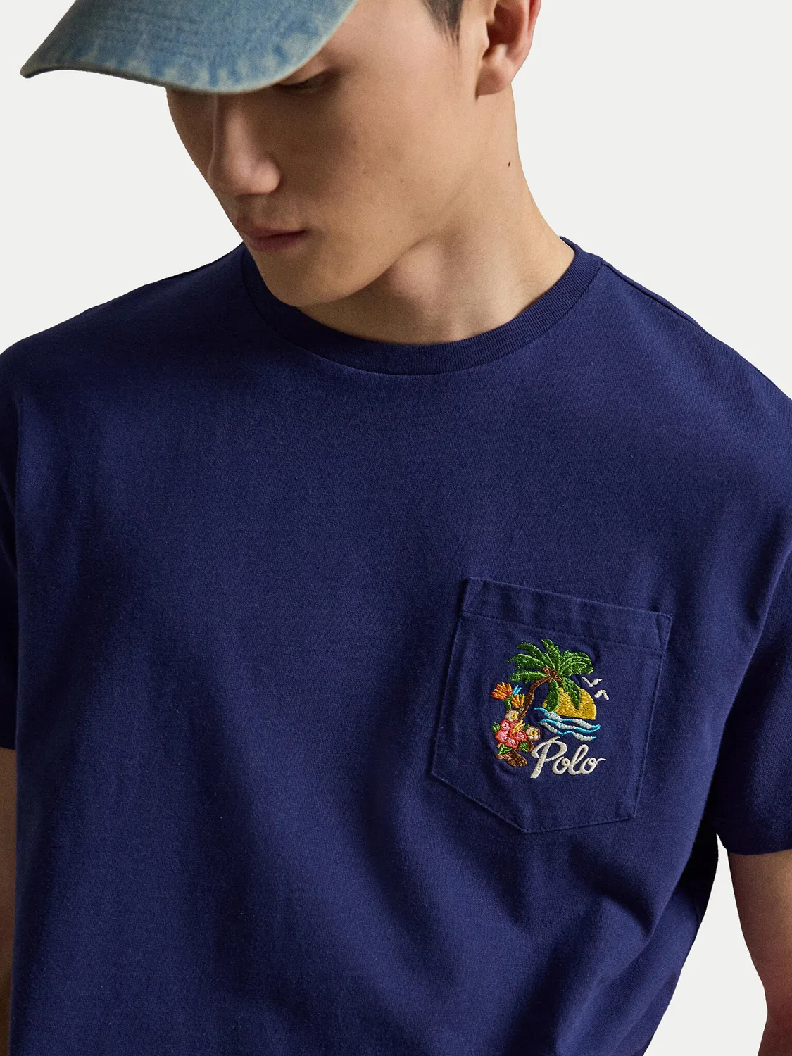 Мужская футболка классического кроя Polo Ralph Lauren, темно-синий — фото 4