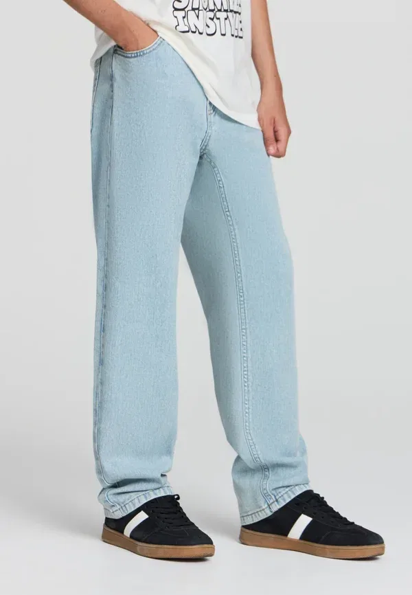 Брюки джинсовые из хлопка Straight leg jeans Terranova, Blu Denim Chiaro, синий — фото 2