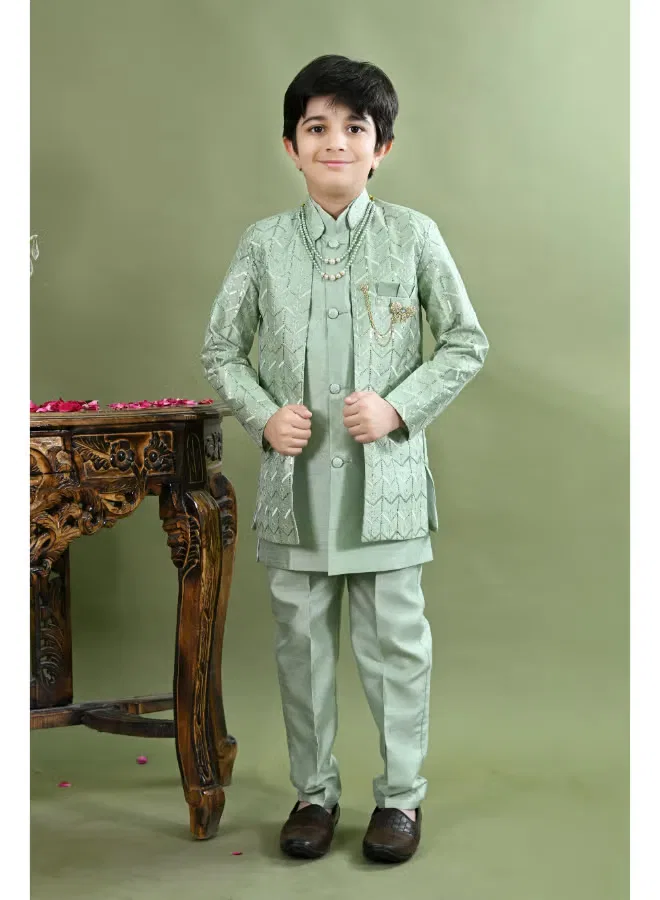 Комплект шервани с длинным рукавом для мальчиков Bt Dezines, светло-зеленый