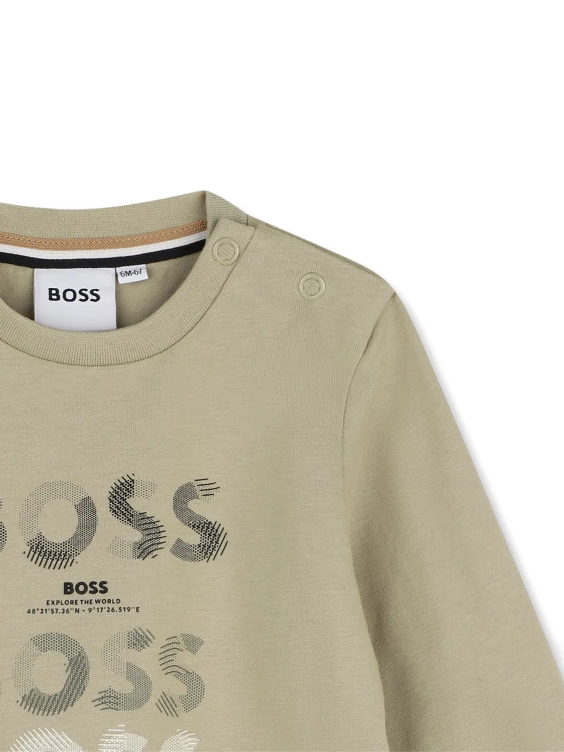 Лонгслив с логотипом Boss Kidswear, нейтральные цвета — фото 3