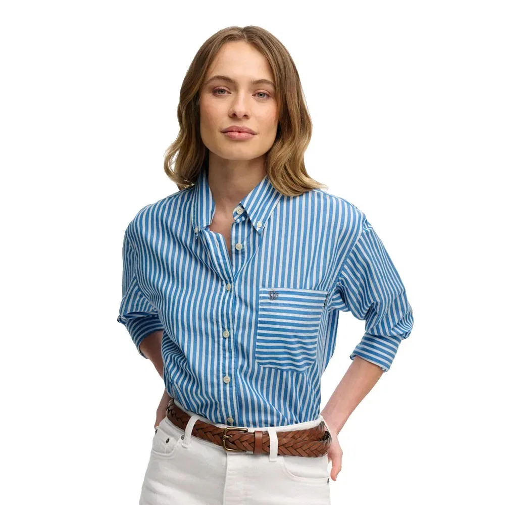 Женская рубашка из поплина свободного кроя Superdry, Blue
