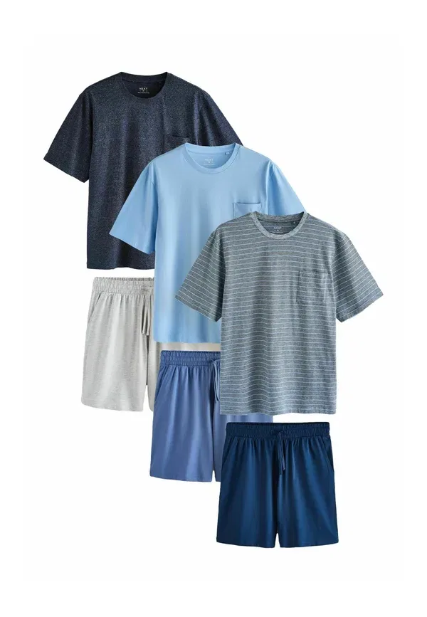 Пижамный комплект из 3 предметов, хлопок, Set 3 pack - pyjama set, Next, синий серый