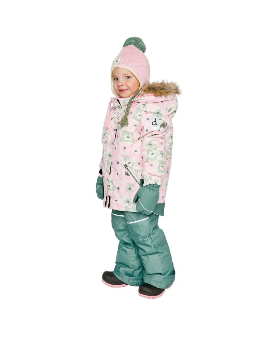 Детский комплект из куртки и снежных штанов DISCOVER Deux par Deux, White With Retro Pink Print — фото 3