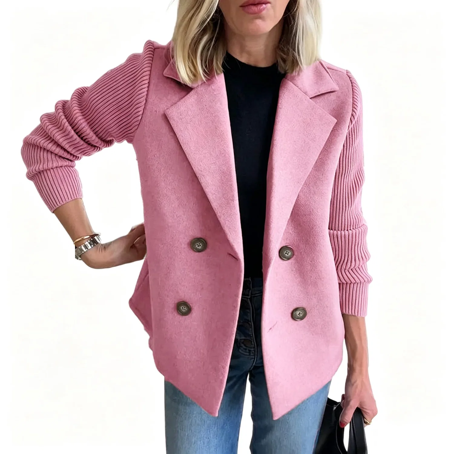 Женское пальто из смесовой шерсти двубортное, Rosa