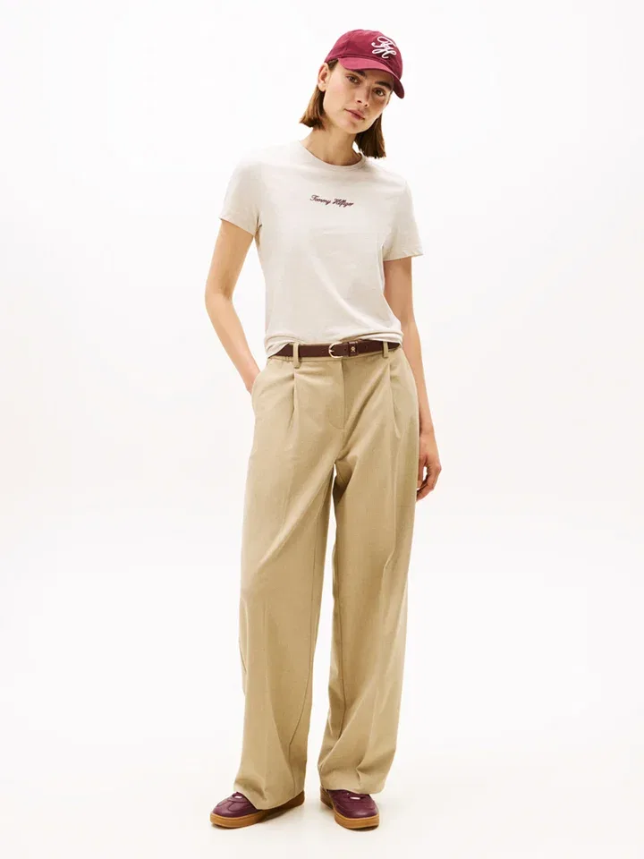 Женская хлопковая прямая футболка Tommy Hilfiger, Taupe